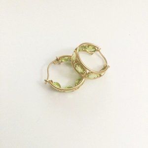 Vintage Gold Tone Emerald Earrings